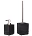 Produktbild Modernes Badezimmer Set, Seifenspender mit passender WC Bürste, hochwertiger Kunststoff, elegantes Design, pflegeleicht, Calero Black Set