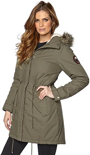WOMENS GIRLS KHAKI GREEN WINTER WARM PARKA COAT 8 10 12 14 16 18 (SIZE 8/10)