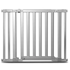 Munchkin Luna Baby Gate with LED Light, Turn Key Mounted Safety Gate for Stairs, Hallways and Doors, Walk Through with Door, Silver , 29x40.5 Inch (Pack of 1)