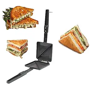 SHREE SAI TRADERS Non-Stick Aluminium Gas Toaster Cum Sandwich Maker || Black 2-Cut Sandwich