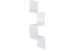 spot on dealz 3 Tier Step Lucca Wall Mount Corner Shelf Home Hanging Storage Rack Display shelves (White G-0133)