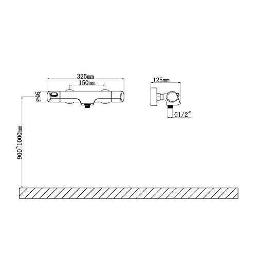 HOMELODY 38°C Termostato para ducha Termostato de ducha Grifo termostático Ducha termostatica para bañera y ducha Montaje en pared