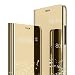 Produktbild Yichxu Moto G7 Play Hülle, Spiegel Clear View Standing Handyhülle für Moto G7 Play, Mirror Makeup Plating Schutzhülle PU Leder Flip Tasche Case Cover für Motorola Moto G7 Play, Gold