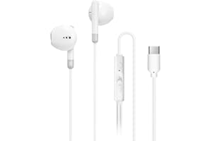 MAS CARNEY Słuchawki USB C z Kablem TH8, Douszne Earpods Type-C z Mikrofonem, Kompatybilne z iPhone 15 16 iPad Pro, Samsung Galaxy S25, S24, S23, A55, A53, Google Pixel, Huawei, Mi, Oppo, Biały