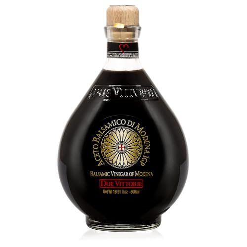 Due Vittorie - Aceto Balsamico di Modena IGP Selezione ORO Denso e Corposo senza Zuccheri Aggiunti, Coloranti, Conservati e Gluten Free, Gusto Agrodolce per Piatti Dolci e Salati, 1x500 ml