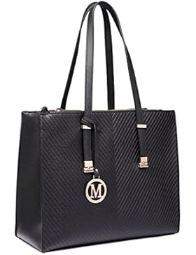 Miss LuLu Handtasche Damen Aktentasche Henkeltasche Unitasche Schultertasche Tote Bag Retro Elegant Groß