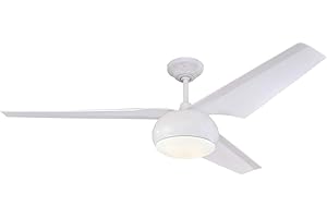 Westinghouse iluminación 72264 Ventilador de techo con luz LED y control remoto de estilo contemporáneo Madeline, 142 cm, acabado blanco, vidrio esmerilado opalino