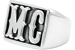 HIJONES Schmuck Herren Edelstahl Biker Ringe MC HD Jahrgang Schwarz Silber Gold