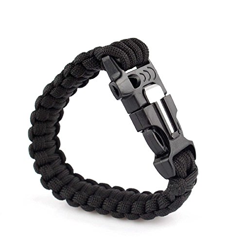 Survival Armband, Set mit zwei Survival-Armbändern, Paracord, mit Pfeife, Feuerstein, Schaber zum Feuer machen, für Aktivitäten im Freien (schwarz & Armee-Grün) - 2