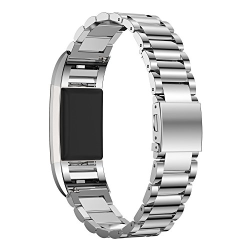 Fitbit Charge 2 Armbänder, IVSO Edelstahl Metall Armband Ersatz Uhrenarmband für Fitbit Charge 2 Armband Zur Herzfrequenz und Fitnessaufzeichnung (Für Fitbit Charge 2, Silber) - 2