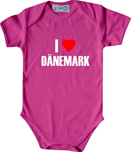 Unbekannt Cooler WM Länder Baby Body/I LOVE DÄNEMARK/Farbe: Kirschrot/Größe: 74-80 (9-12 Monate)