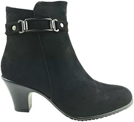 Mc Footwear Ladies Fashion Soft Faux Suede Ankle Boots Side Zip Black Size UK 3-8 (UK 7)