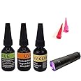 Riverruns UV Clear Glue Three Formula Thick,Thin and Super Flew +12 LED UV Power Light Fly Tying for Building Flies Flies Heads Bodies and Wings Tack Free Special Introductory Sale!