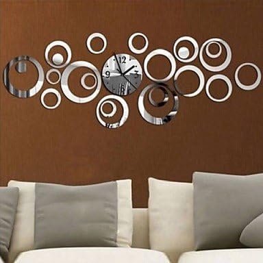 MCIQ Fashion stickers 3D modern mirror wall clock watch Home DIY decoration , silver