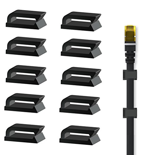 Adhésif câble cordon Clips, clips Fil Ethernet, Gestion de câble de serrage pour la maison et le bureau, noir, 100
