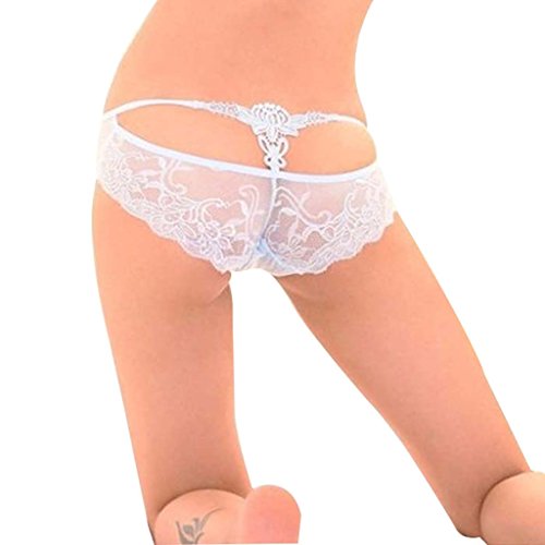 1X White Women's Underwear Sexy Lotus Pattern Knickers Wave Edge Panty Lingerie