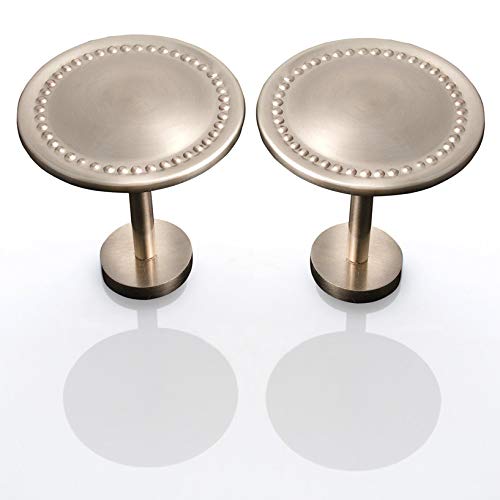 Curtain Holdbacks Pair Silver Curtain Tiebacks Metal Tie Backs Heavy Duty Curtain Holder Spin Medallion Satin Silver Holdback with screws Set of 2– Deco Window