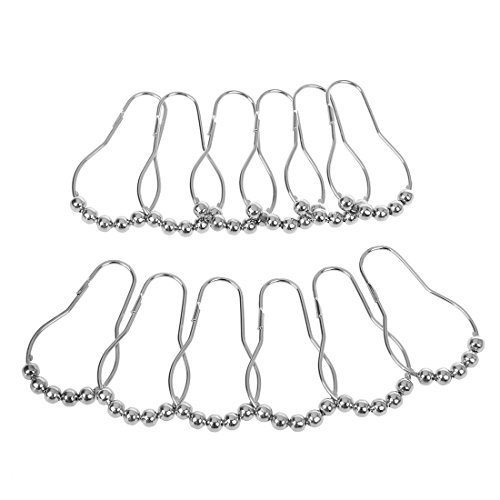 Duschvorhang Ringe - TOOGOO(R) Luxus-Metall Duschvorhang Ringe mit leichten Gleitrollen