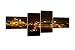 Produktbild Leinwandbild Budapest bei Nacht LW169 Wandbild, Bild auf Leinwand, 4 Teile, 200x90cm, Kunstdruck Canvas, XXL Bilder, Keilrahmenbild, fertig aufgespannt, Bild, Holzrahmen, Ungarn, Skyline, Nacht,