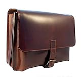 Gewicht: ca. 1050 g Midi Posttasche Messenger Bag aus Leder v. Shalimar, Colour:Brown