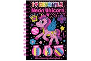 Bookoli | Neon Unicorn I Love Crystals Book | Diamond Painting for Kids | Children's Craft Activity for Ages 6 to 9 | with Colouring Book & Over 2000 Neon Crystals