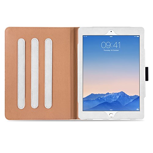 iPad Air, Air 2 & iPad 9.7″ 2017 Hülle – JAMMYLIZARD Ledertasche Smart Cover mit Standfuktion für iPad Air (5. & 6. Generation) & iPad 9.7″ 2017, WEIß & HONIG, [MIT STIFT-HALTER] - 6