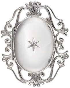 Sterling Silver Diamond Set Oval Locket Brooch