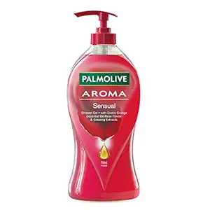 Palmolive?Aroma Sensual?Body Wash, 750ml?Shower Gel?Single Pump Bottle, Enriched with Orange?Essential Oil, Rose Flower & Ginseng Extracts for a Soft and Smooth Skin,?Bodywash?Free of Parabens?& Silicones??