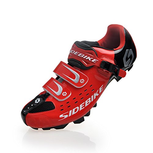 TXJ Specialized Scarpe da Ciclismo MTB per Mountain Bike (Nero-Rosso) (Si Prega di Scegliere Una Taglia più Grande del Solito Indossare)