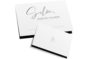 ZETTMANN® 50er Premium Tischkarten Hochzeit Schön dass du da bist 85x55mm I Tischkarten Geburtstag I Platzkarten I sehr gut beschreibbar (schwarz - romantik)