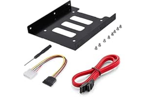 DEEPFOX Mounting Kit- 2.5 to 3.5 Hard Drive Adapter Internal Hard Drive Mounting Kit,for 2.5 Inch SSD Laptop Drives & 3.5 Inch Housing Slot [SATA and Power Cables included]