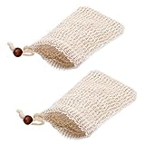 Leful 2 pcs Soap Bag, Natural Organic Soap Bag Exfoliating Soap Saver with Drawstring for Foaming, Drying Soaps, Exfoliation