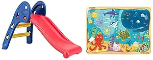 Webby Foldable Baby Garden Slide for Kids & Webby Underwater Animals Jigsaw Puzzle , 40 Piece, Multicolour