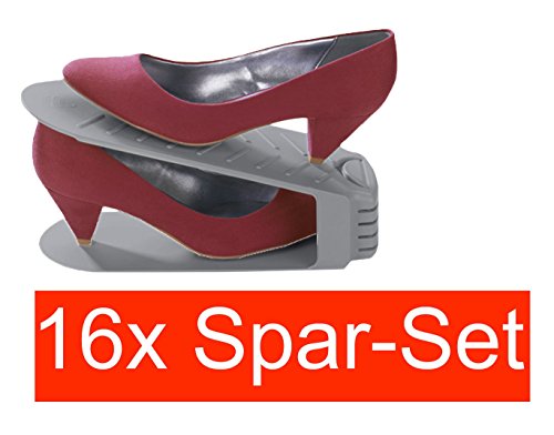 WENKO Schuhhalter, Schuhstapler, Sparset 16er Set