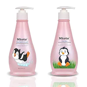 Mtoto Baby Head to Toe wash (280ml) with Mtoto Baby Lotion (280ml) Combo Pack of 2