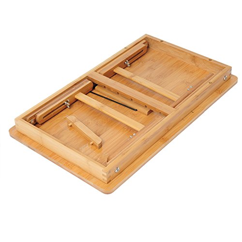 WOLTU BT09br Laptoptisch Bambus Notebooktisch höhenverstellbar faltbar Betttisch PC Tisch Schreibtisch mit Ablage für Maus und Bücher ca.50 x 30 x 20-27 cm - 6