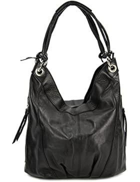 BELLI ital. Nappa Leder Shopper Handtasche Damentasche - Farbauswahl - 35x31(mittig)x17 cm (B x H x T)
