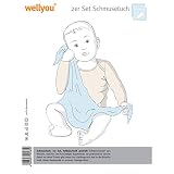 Schmusetuch, 2er Set, hellblau weiss gestreift ca. 55 x 55 cm - 3
