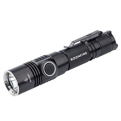 Soonfire DS30 1050 Lumens 18650 Cree XP-L Lampe tactique LED tactique lampe torche USB rechargeable avec batterie 3400 mAh