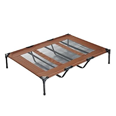 Pawhut Lit sur Pieds XXL pour Chien Chat lit de Camp Animal 122L x 92l x 23H cm Marron Clair