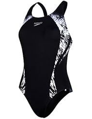 Speedo Cosmic Motion Placement Powerback Bañador de Espalda Clásica, Mujer, Negro (Black / White), 34