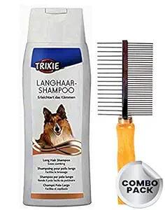 Combo of Trixie Grooming Shampoo with Doube Sided Comb for Long Hair Dogs