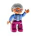 Produktbild Bausteine gebraucht 1 x Lego Duplo Figur Frau Oma Mutter Hose magenta rosa Jacke hell blau mit Blume Haare hell grau Brille für Puppenhaus 10500 10521 47394pb173