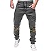 Produktbild Ba Zha Hei Mode Männer Persönlichkeit Freizeit Einfarbig Nähen Bewegung Hose Mode Herren Sport Camouflage Lasch Gürtel Lose Jogginghose Kordelzug Skinny Slim Fit (XL, Grau)