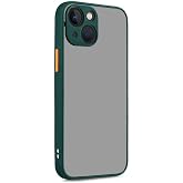 KZY İLETİŞİM Apple iPhone 13 Mini Kamera Korumalı Silikon Kenarlı Renkli D&uuml;ğmeli Arkası Mat Arka Kılıf - Yeşil