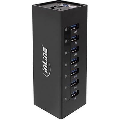 InLine Hub USB 3.0 avec boîtier en aluminium et alimentation 3A 7 ports Noir