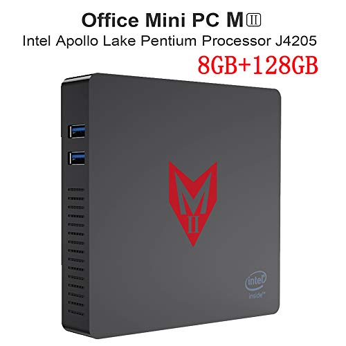 VGROUND MII Mini PC con procesador Intel Apollo Lake Pentium J4205, Ordenador de Sobremesa Soporte Windows 10, Gráficos HD 505, 8GB+128GB, BT4.0, 4K, 1000Mbps LAN, 2.4G+5.8G WiFi, Encendido Automático