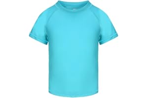 ozkzdp Boys Swim Top Rash Vest Kids Short Sleeve Quick Dry UV Swimming Top Rash Guard Swimwear for Boys