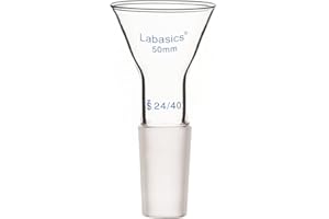 Labasics Embudo en Polvo de Vidrio con Tallo Corto con Diámetro Exterior Superior de 50mm y 24/40 de Junta Interior, Embudo de Vidrio Glass Funnel Lab Funnel