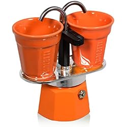 Bialetti 0006191 Set Mini Express 2 Tasses + 2 Bicchierini Orange Aluminium 22 x 8 x 21,5 cm
